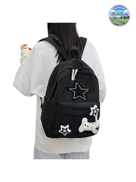 Y2K Star Pattern Corduroy Laptop Backpack Daypack for Teens main image 4